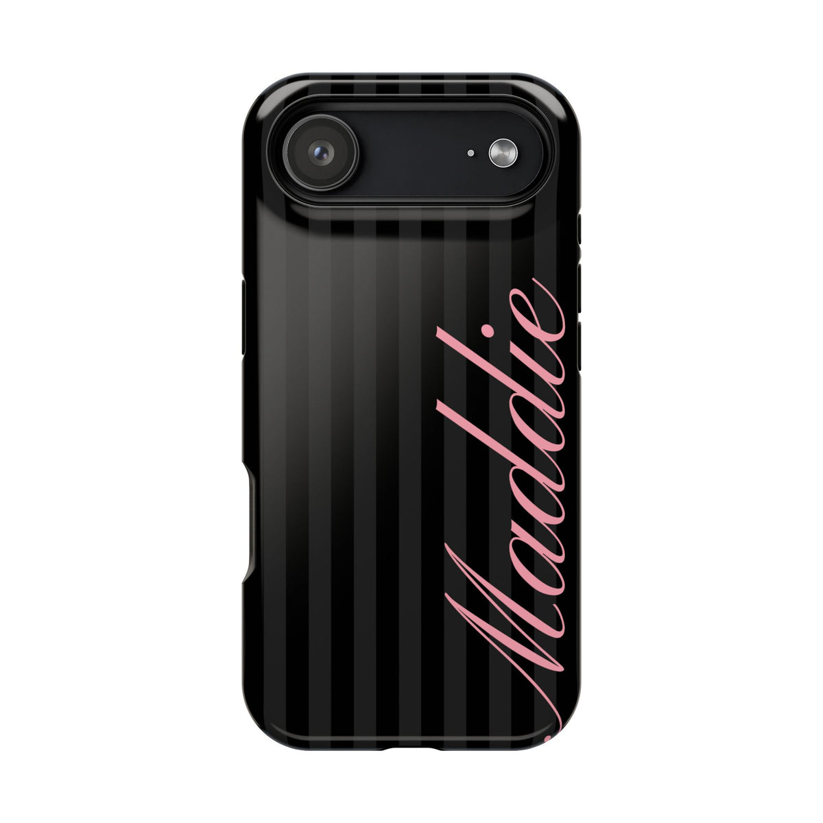 Custom Pink Black Stripes iPhone Case