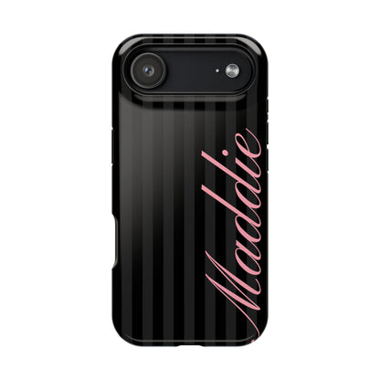 Custom Pink Black Stripes iPhone Case