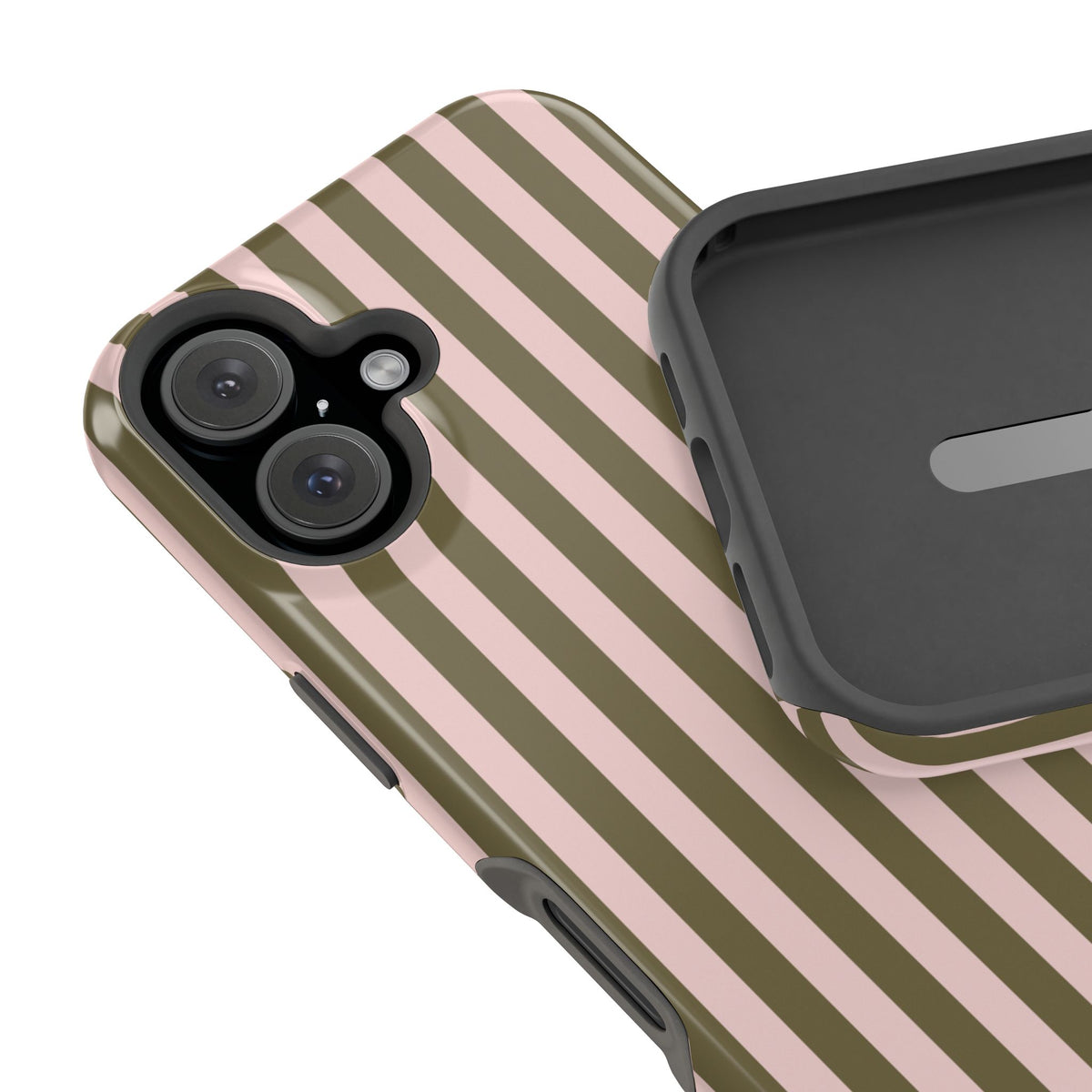 Pink Pistachio Stripes iPhone Case