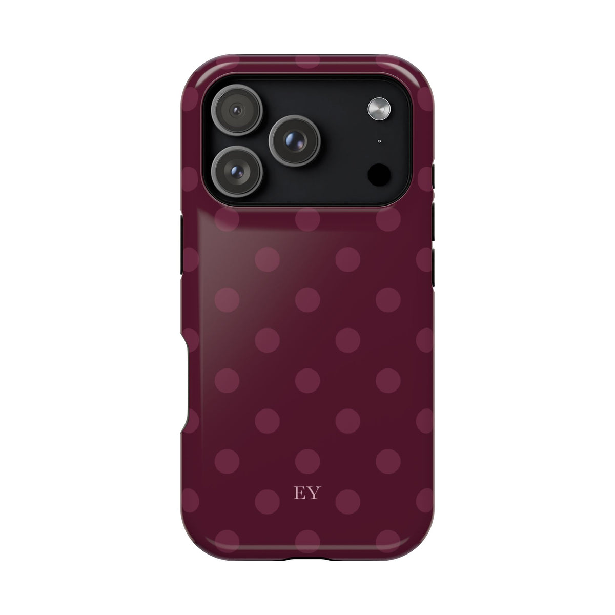 Custom Initials Plum Polka Dots iPhone Case