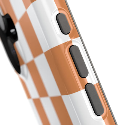 Dark Orange & White Checkered iPhone Case