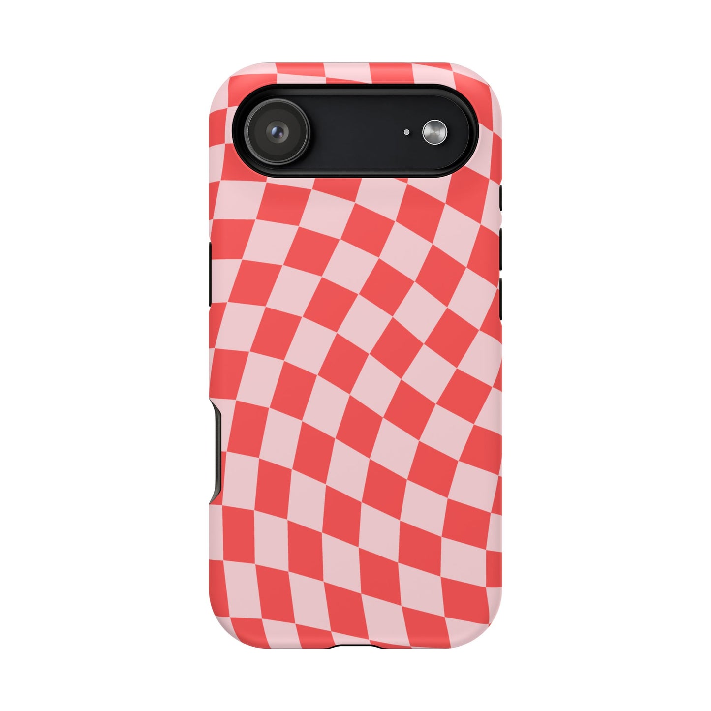 Red & Pink Wavy Checkered iPhone Case