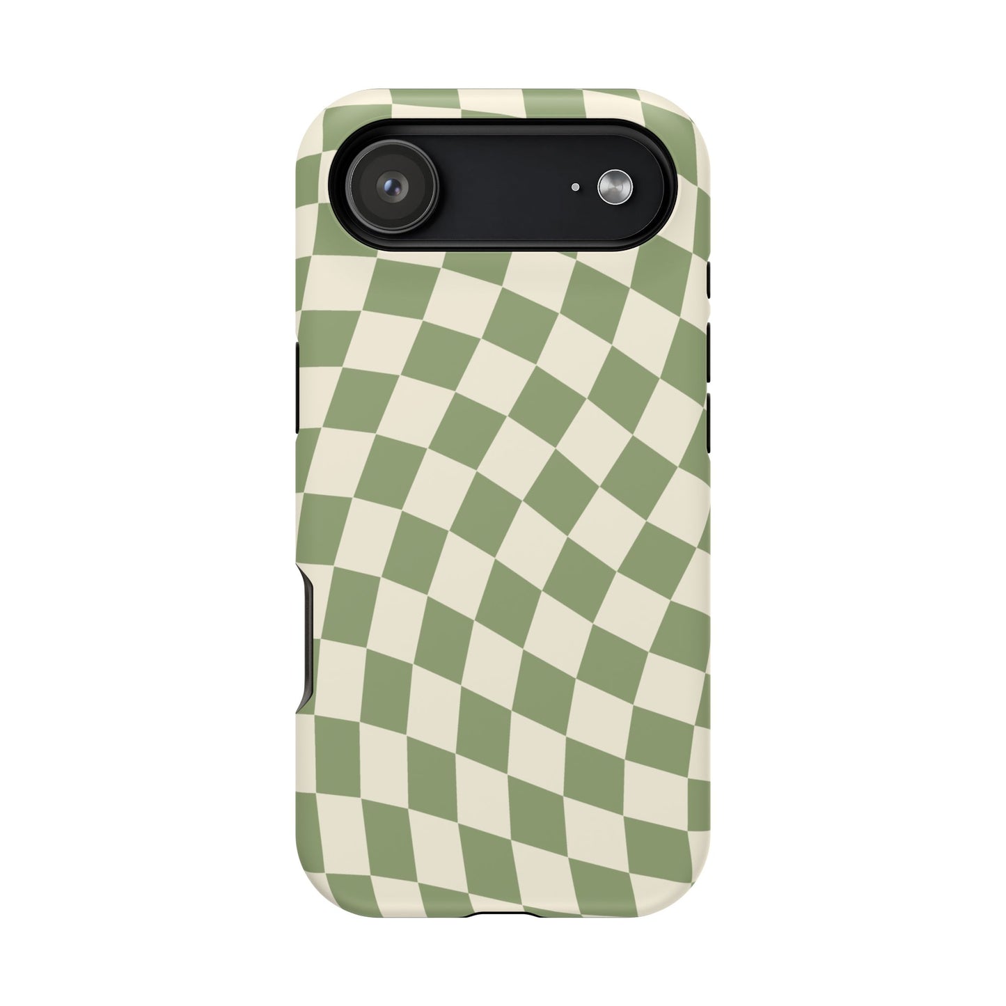 Green & Beige Wavy Checkered iPhone Case