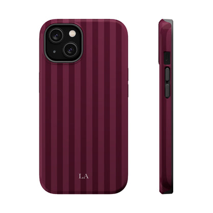 Custom Initials Plum Stripes iPhone Case