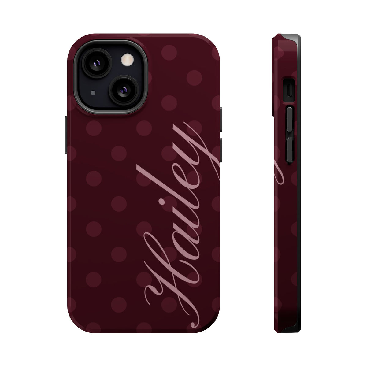 Custom Burgundy Polka Dots iPhone Case