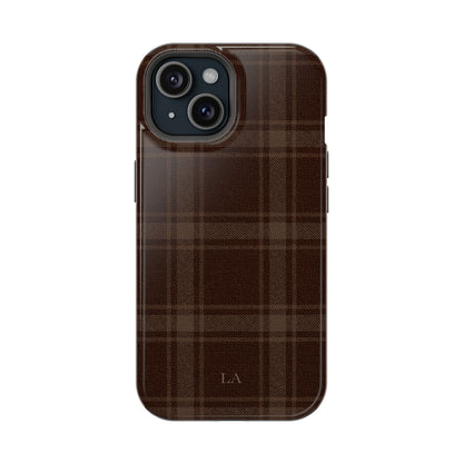 Custom Initials Cocoa Plaid iPhone Case