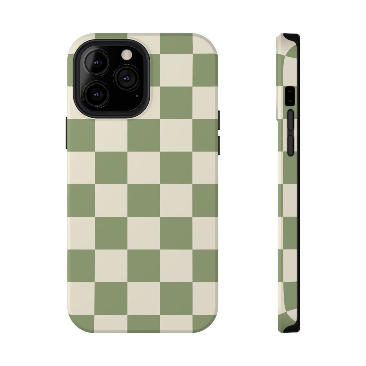 Green & Beige Checkered iPhone Case