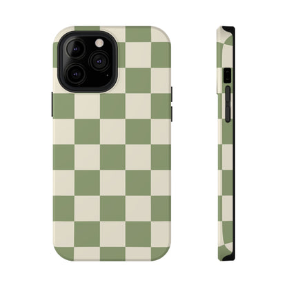 Green & Beige Checkered iPhone Case