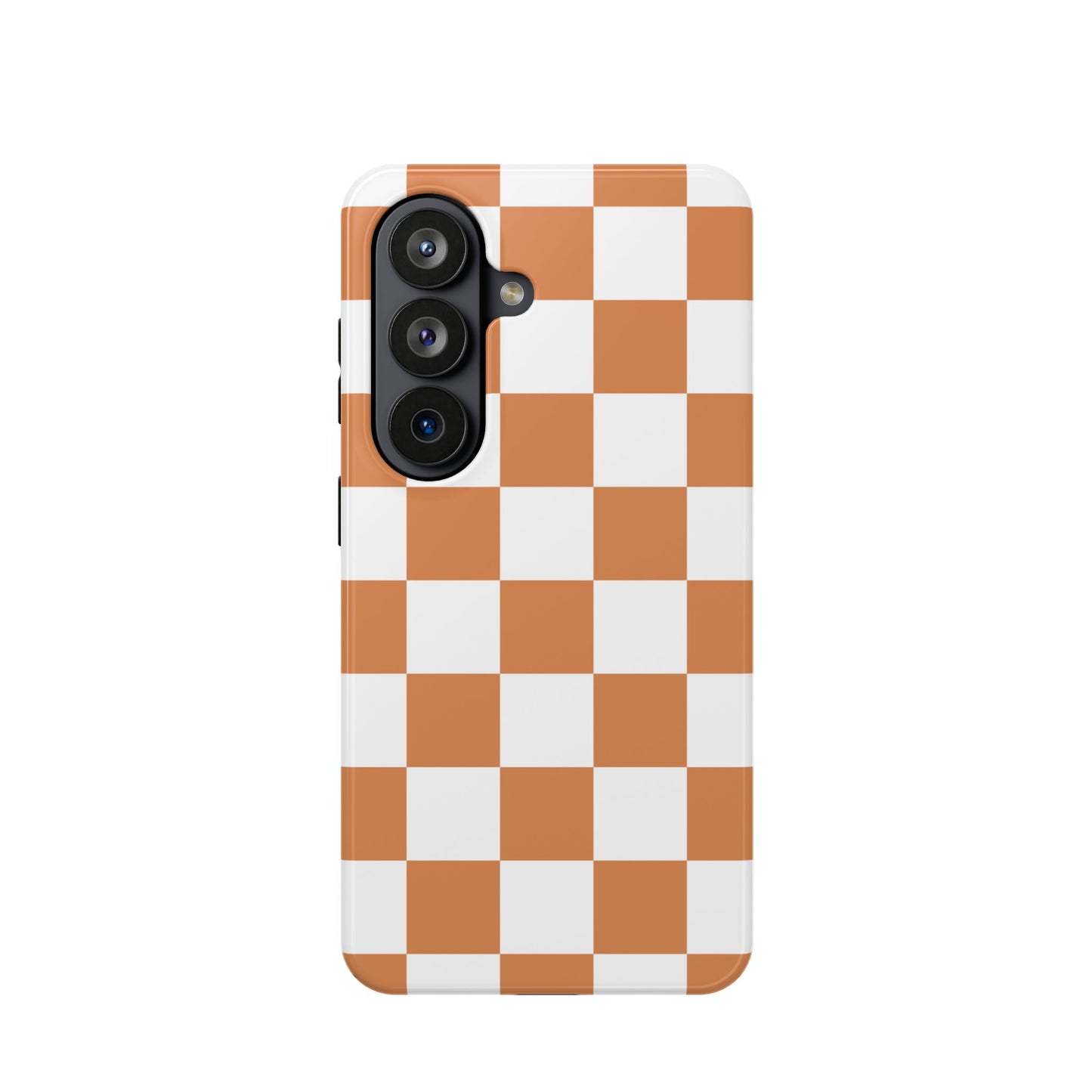 Dark Orange & White Checkered Samsung Case