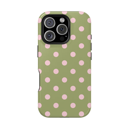 Pink Matcha Polka Dots iPhone Case