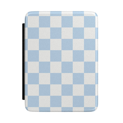 Pastel Blue Checkered Kindle Case