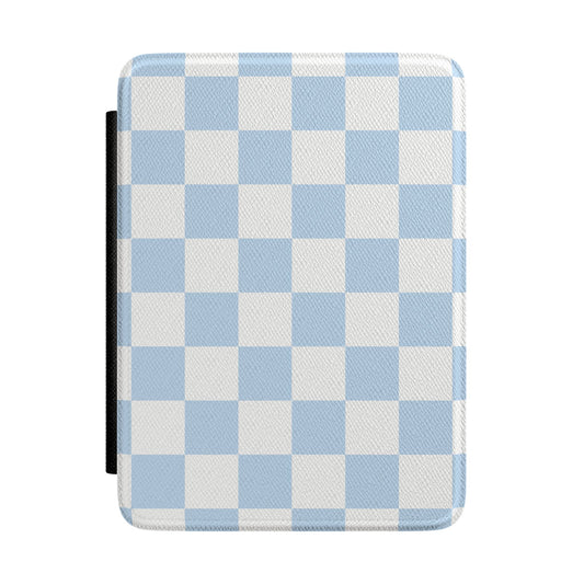 Pastel Blue Checkered Kindle Case