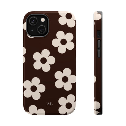 Custom Initials Cocoa Flowers iPhone Case