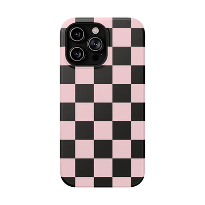 Pink & Black Checkered iPhone Case