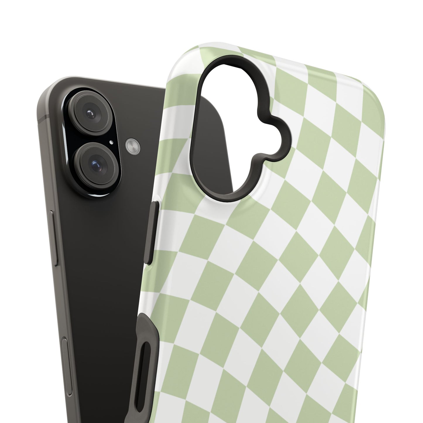 Light Green Wavy Checkered iPhone Case