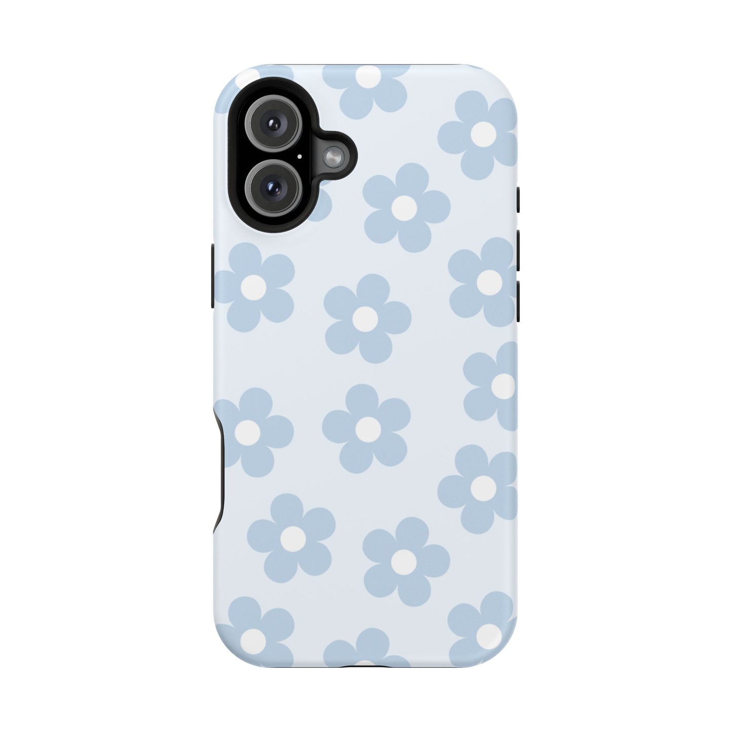 Light Blue Retro Flowers iPhone Case
