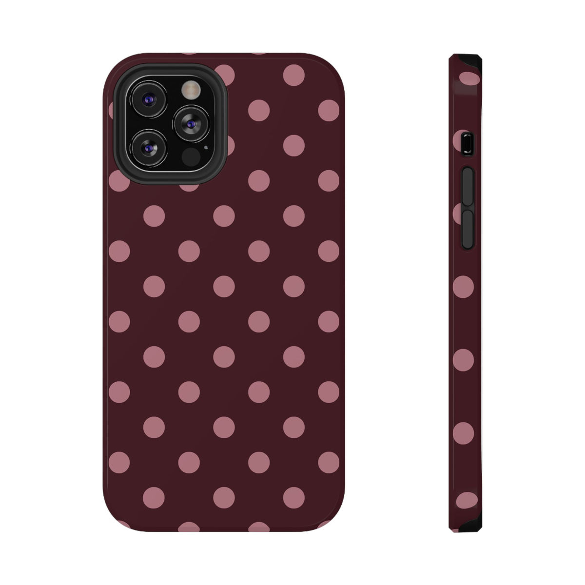 Burgundy & Pink Polka Dots iPhone Case