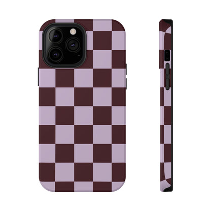 Burgundy & Violet Checkered iPhone Case
