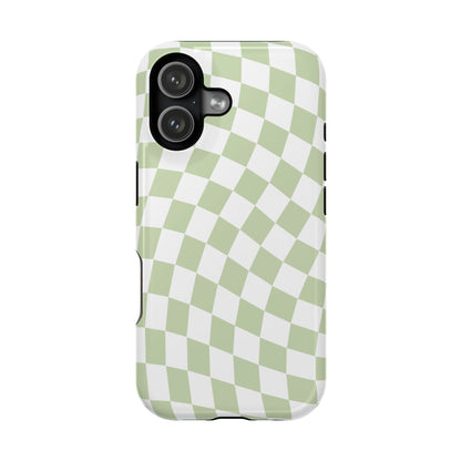 Light Green Wavy Checkered iPhone Case