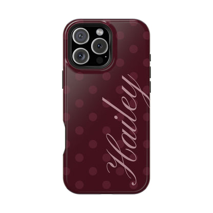 Custom Burgundy Polka Dots iPhone Case