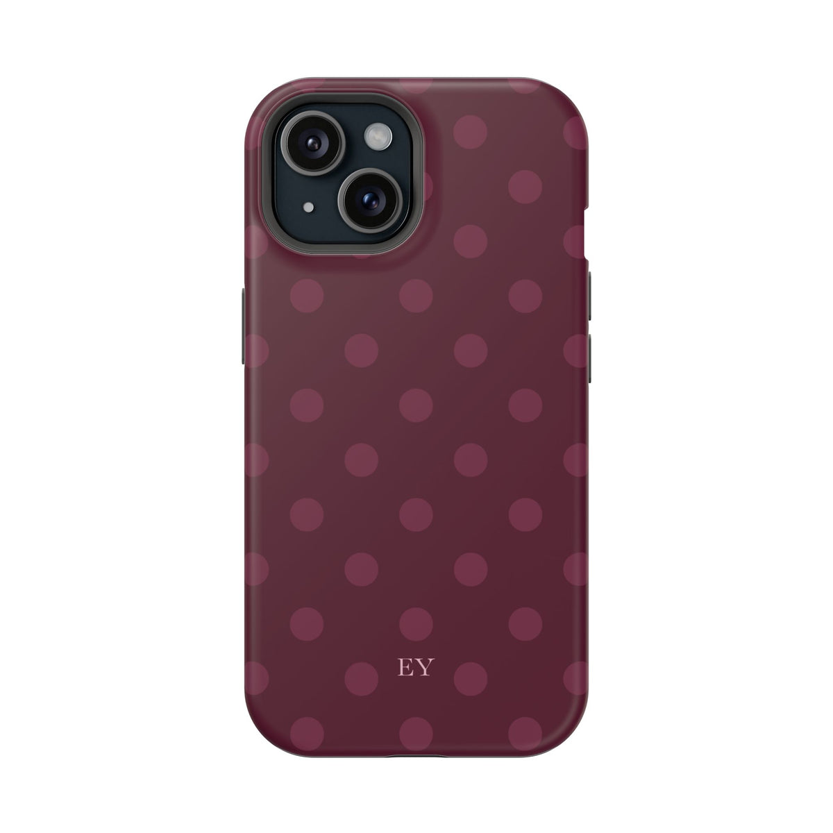Custom Initials Plum Polka Dots iPhone Case
