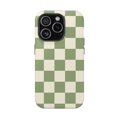 Green & Beige Checkered iPhone Case