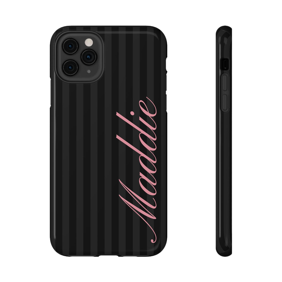 Custom Pink Black Stripes iPhone Case