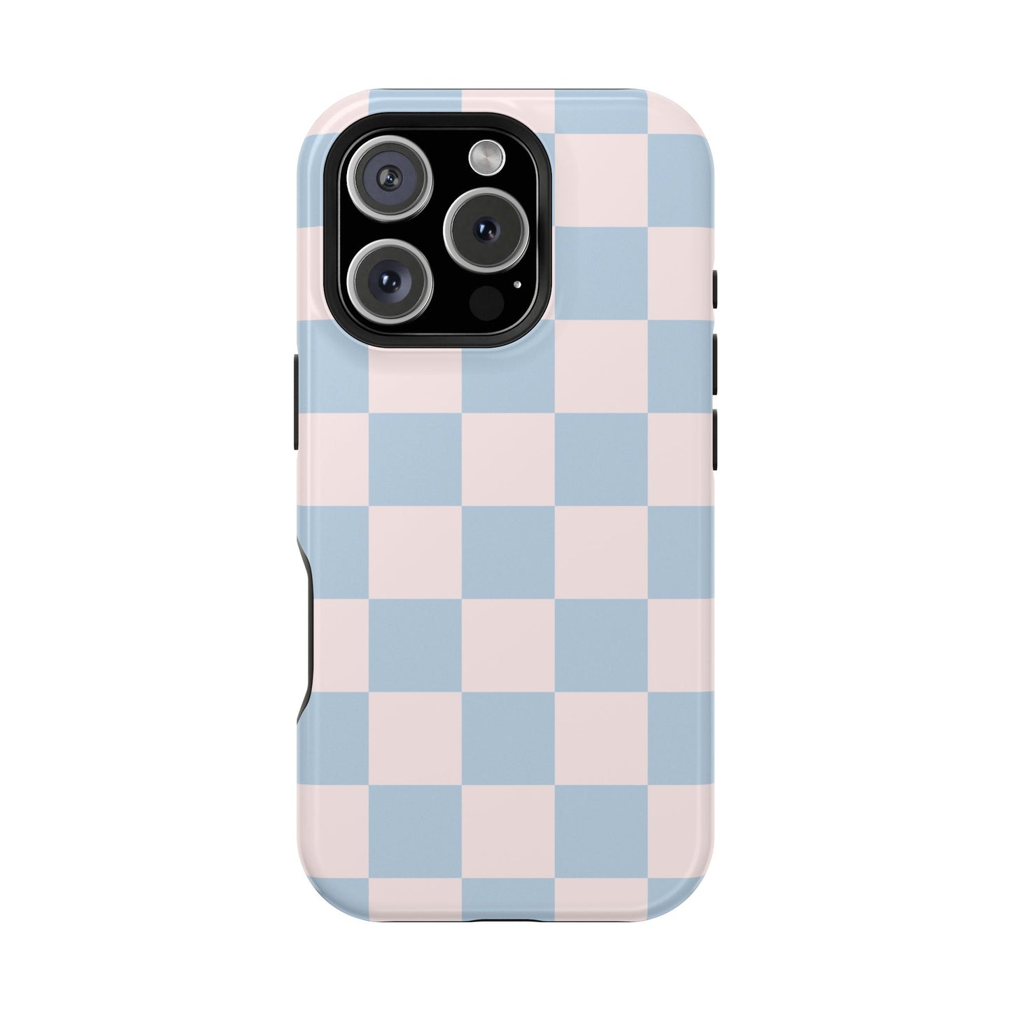 Light Pink & Blue Checkered iPhone Case