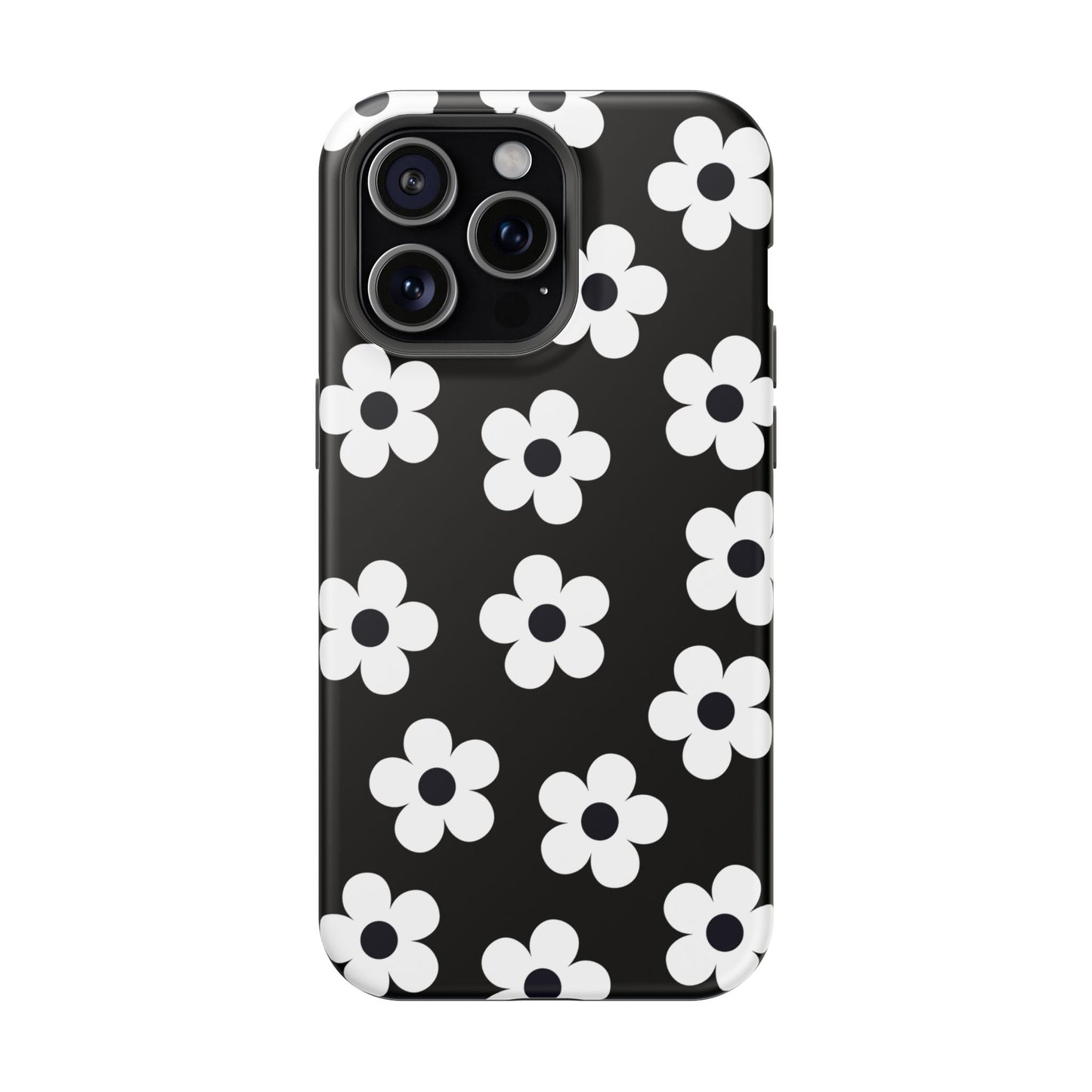 Black Retro Flowers iPhone Case