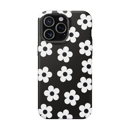 Black Retro Flowers iPhone Case