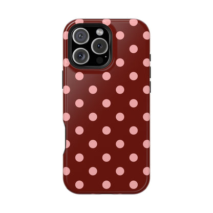 Maroon Polka Dots iPhone Case