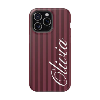 Custom Burgundy Stripes iPhone Case