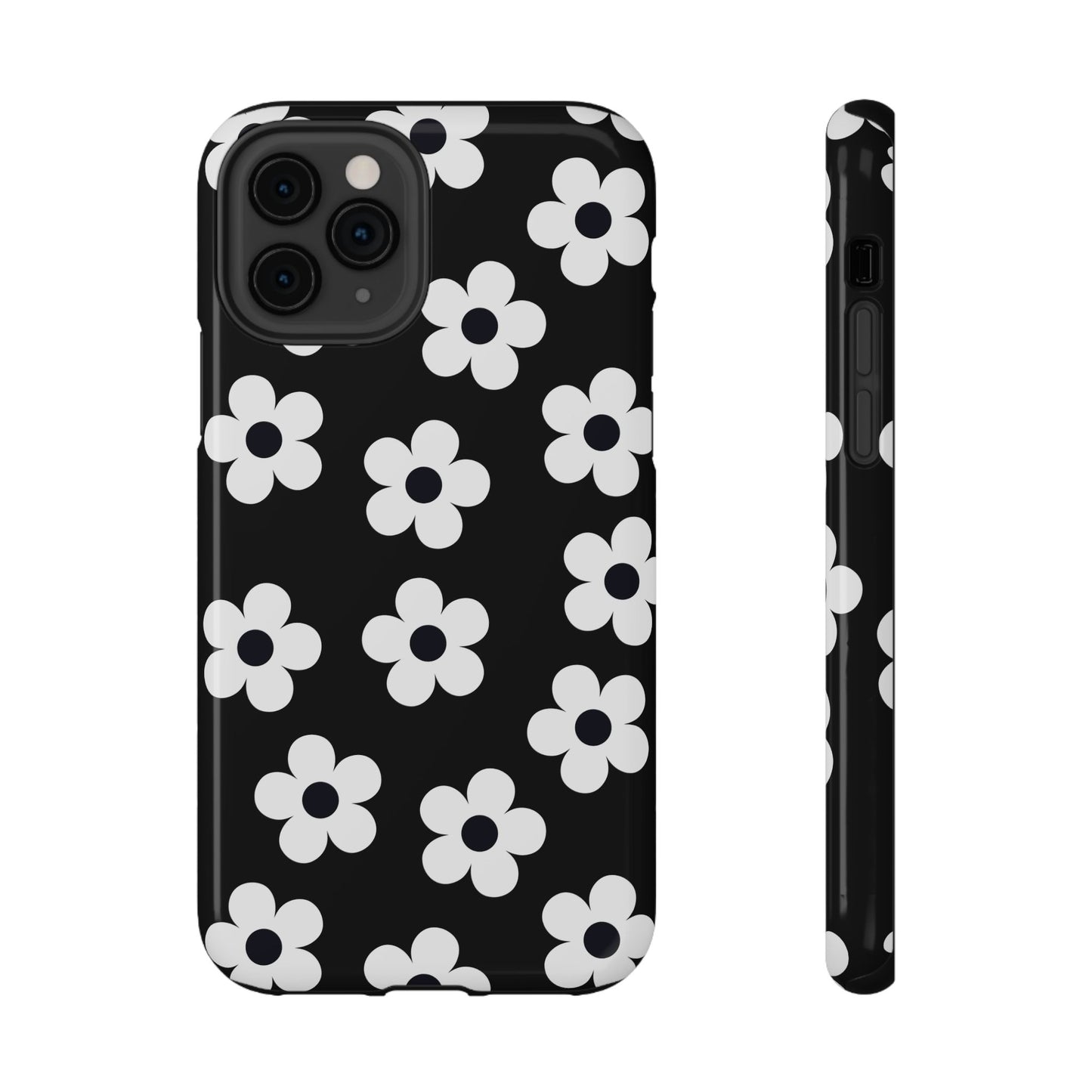 Black Retro Flowers iPhone Case
