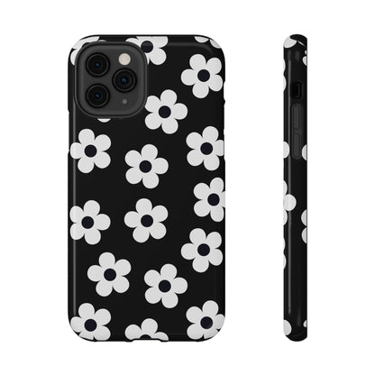 Black Retro Flowers iPhone Case