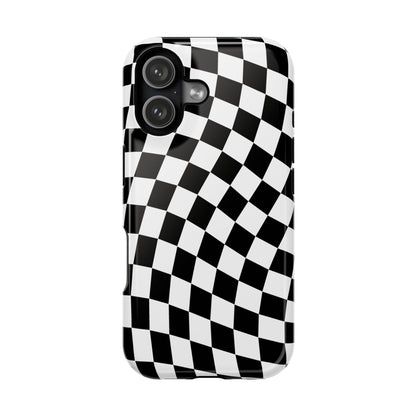 Black Wavy Checkered iPhone Case