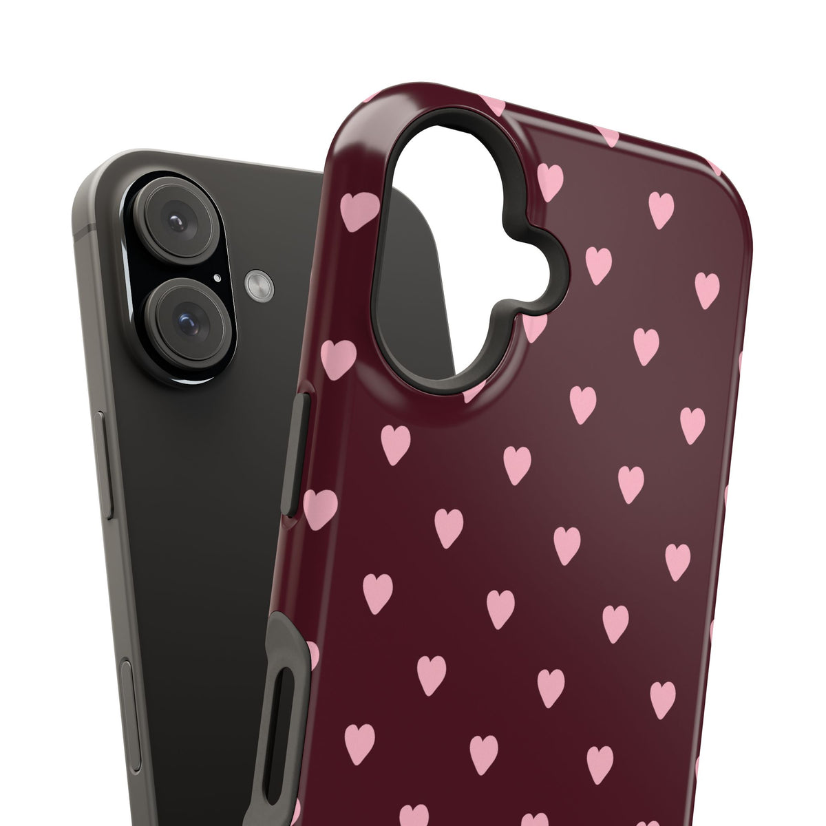 Burgundy & Pink Little Hearts iPhone Case