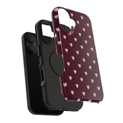Burgundy & Purple Little Hearts iPhone Case