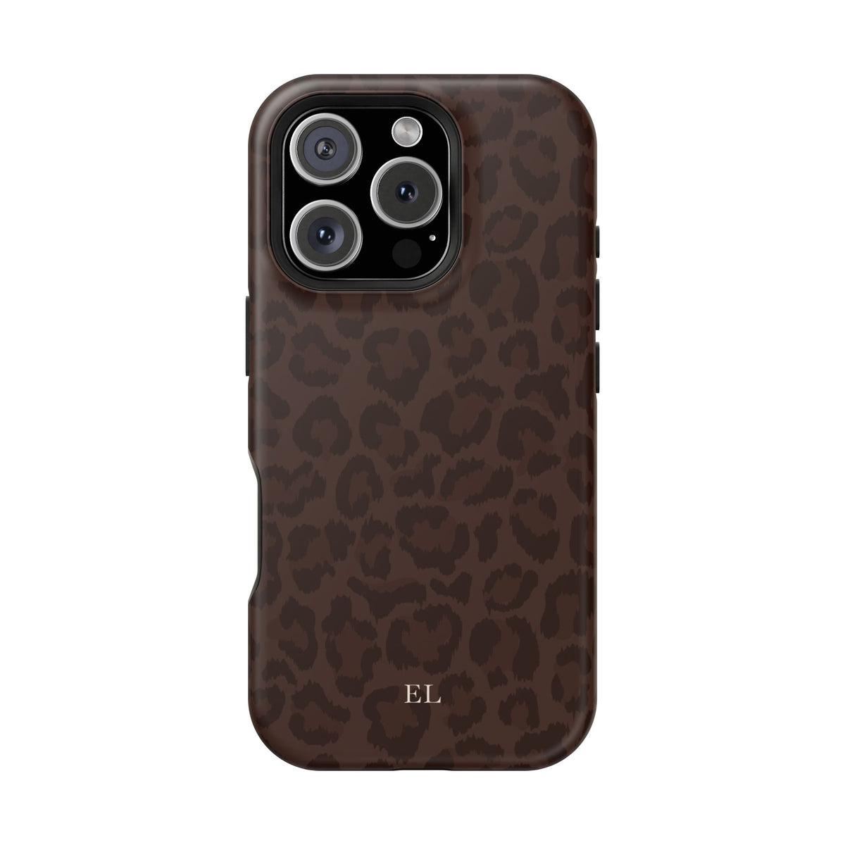 Custom Initials Mocha Leopard iPhone Case