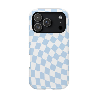 Blue Wavy Checkered iPhone Case