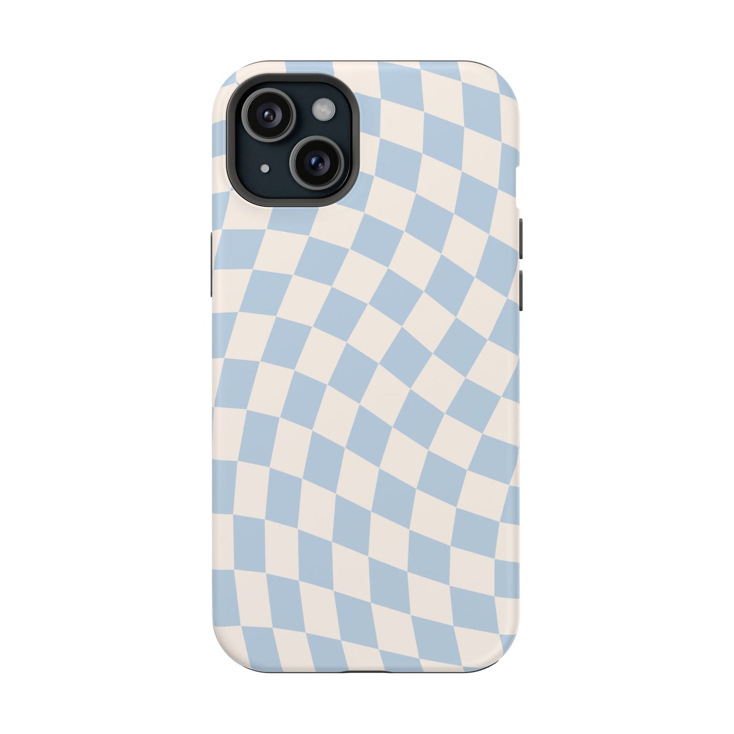Blue & Beige Wavy Checkered iPhone Case