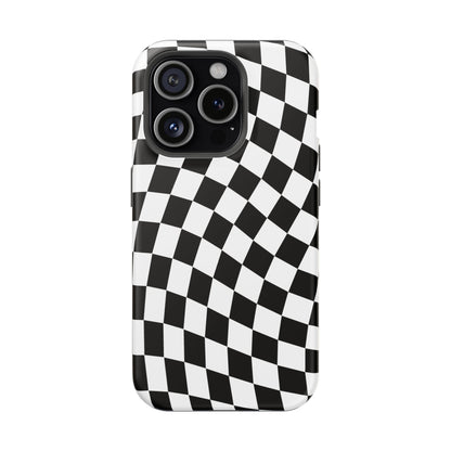 Black Wavy Checkered iPhone Case