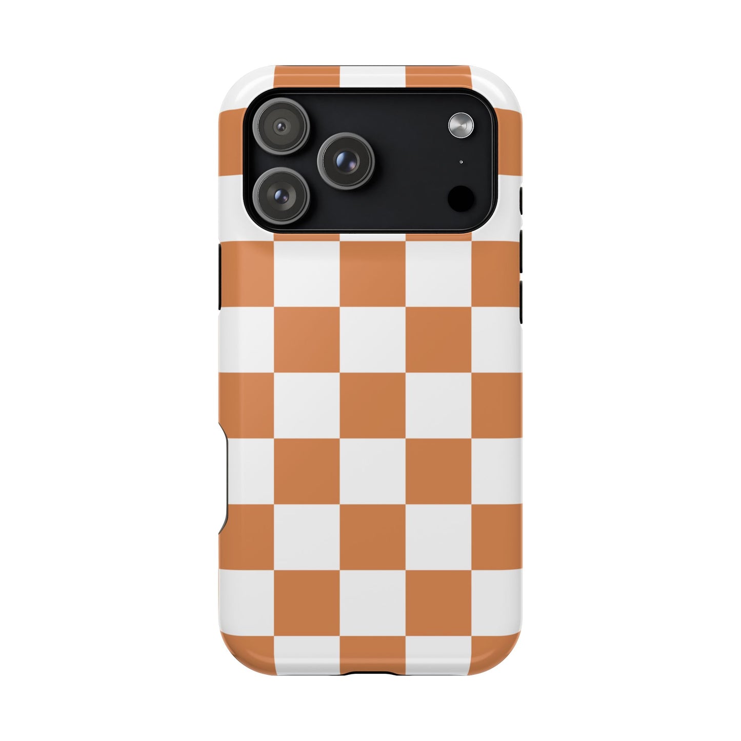 Dark Orange & White Checkered iPhone Case
