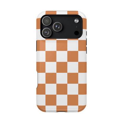 Dark Orange & White Checkered iPhone Case