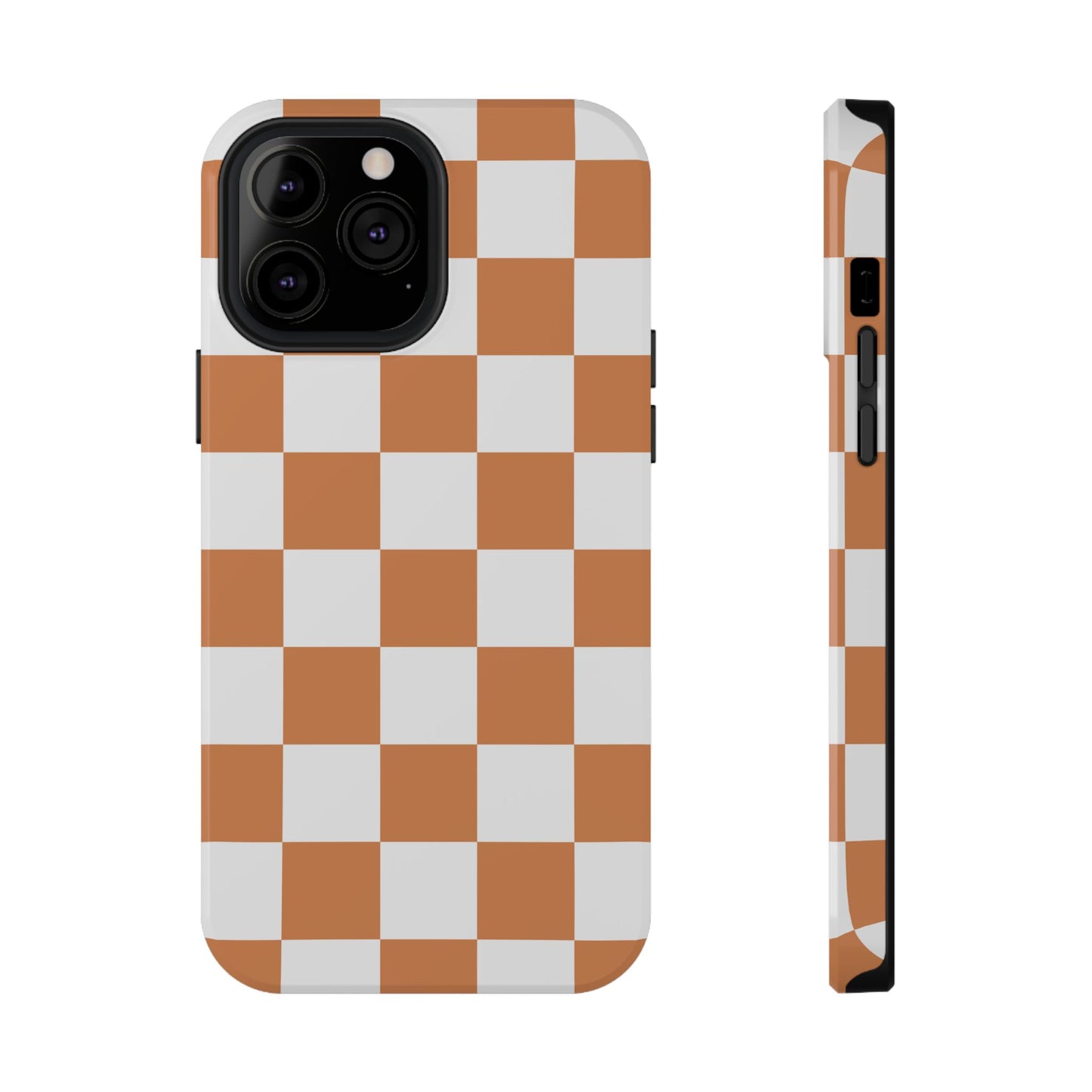 Dark Orange & White Checkered iPhone Case