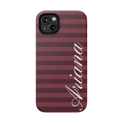 Custom Burgundy Classic Striped iPhone Case