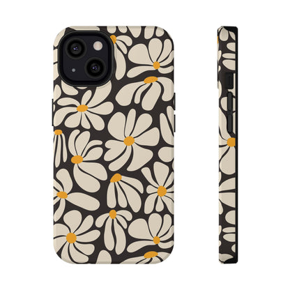 Black Retro Flowers iPhone Case