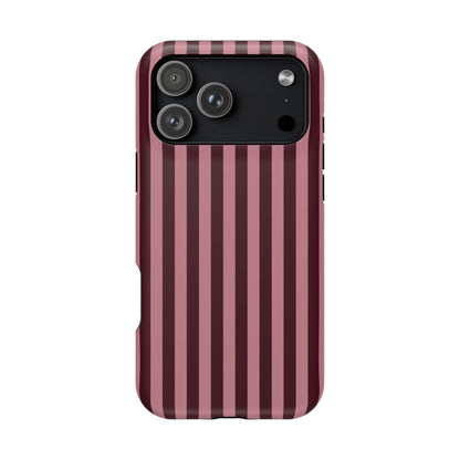 Burgundy & Pink Stripes iPhone Case