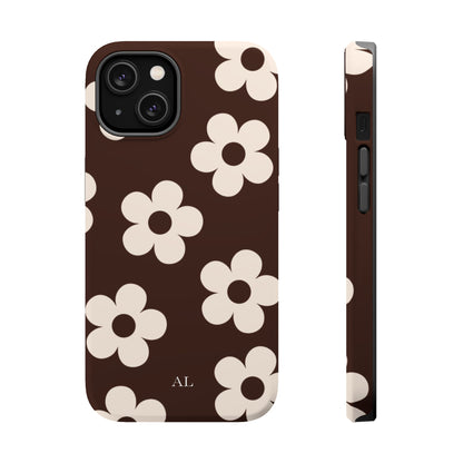 Custom Initials Cocoa Flowers iPhone Case