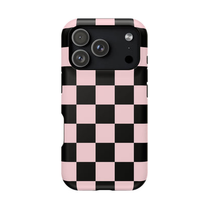 Pink & Black Checkered iPhone Case