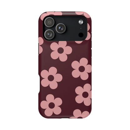 Burgundy & Pink Flowers iPhone Case